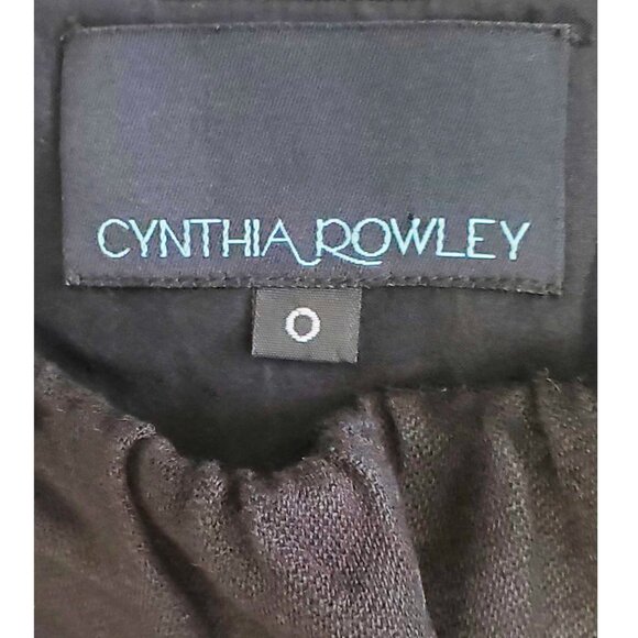 Cynthia Rowley Women's Black Sheath Dress with Asian Patchwork Waist Detail 0 - Picture 7 of 8